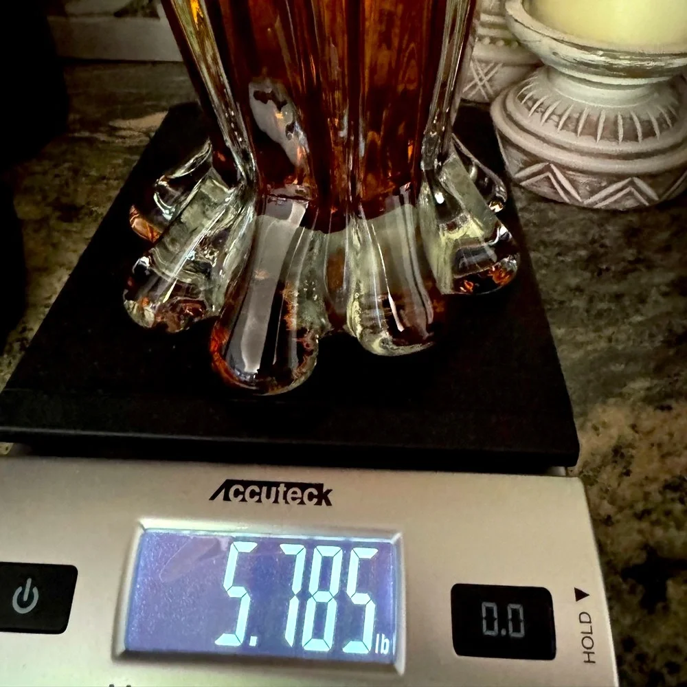 Vintage Amber Glass Vase